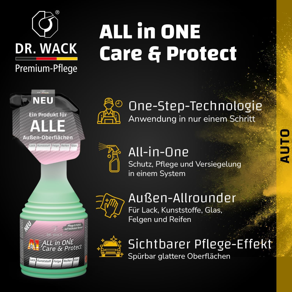 Dr. Wack A1 ALL in ONE Care & Protect 500ml Detailer für Lack Glas Kunststoff